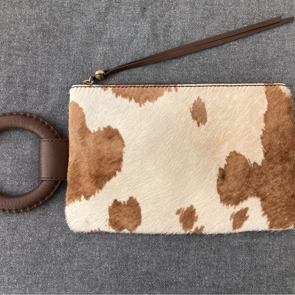 HOBO International Storm Brown and Cream Cowhide calf hair Clutch Wristlet